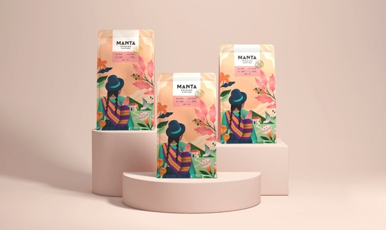 Gravure Printing Coffee Packaging Bags Color Printed 500g Flat Bottom Customizable