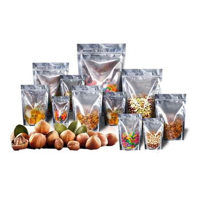 Front Clear Back Foil Plastic Food Packaging Bags With Zip Lock