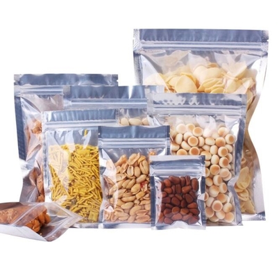 FDA Three Side Seal Pouch Clear Front Silver Mylar Aluminum Foil  Bag