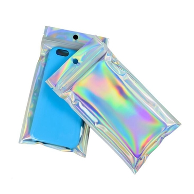 Clear Mylar Plastic Food Packaging Hologram Bags With Zip Lock Resealable Smell Proof