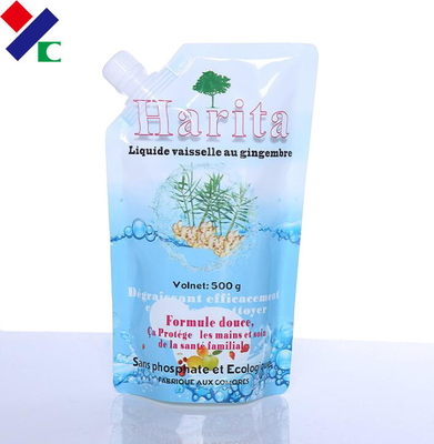 Doypack Standing Washing Powder Packaging Bag / 80 mic Liquid Detergent Pouch