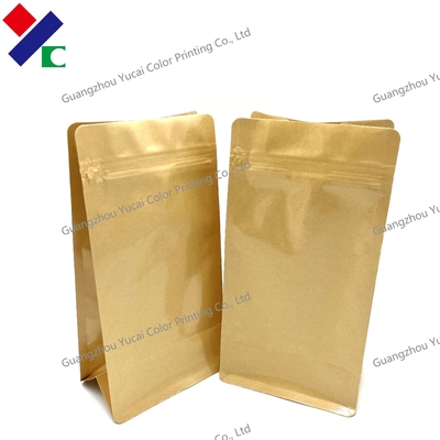 Biodegradable Stand Up Zip Lock Kraft Paper Bag With Window Snack Packaging